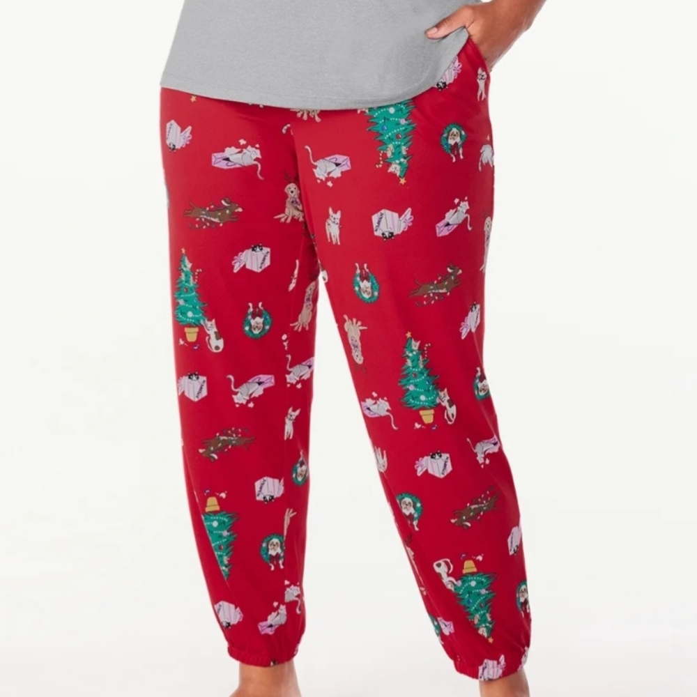 Christmas Red Womens Plus Size Pajama Pants